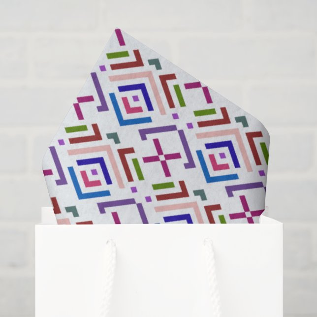 Modern Pastel Ethnic Geometric Diamond Pattern Tissue Paper (Gift Bag)