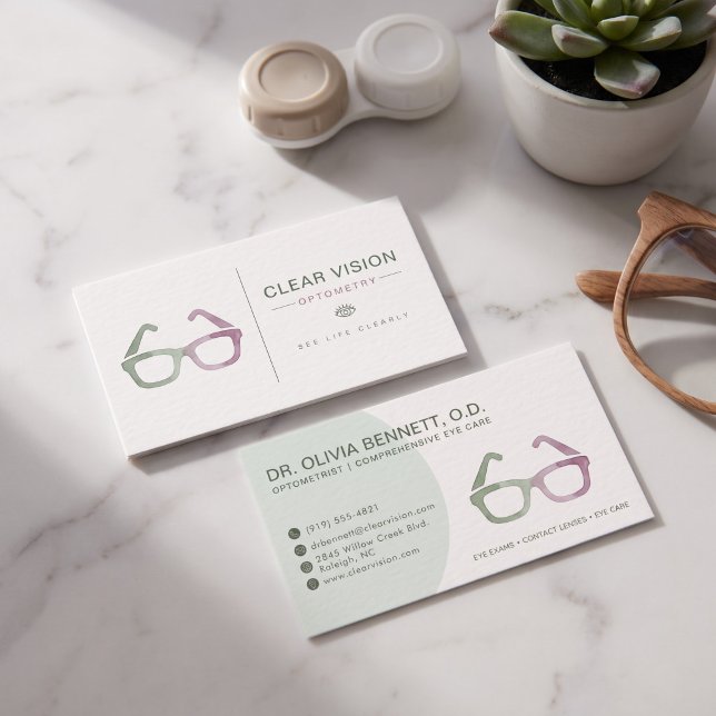 Modern Pastel Eyeglasses Optometrist Business Card (Creator Uploaded)