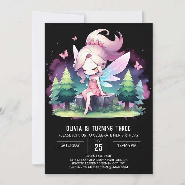Modern Pastel Fairy Birthday Invitation (Front)
