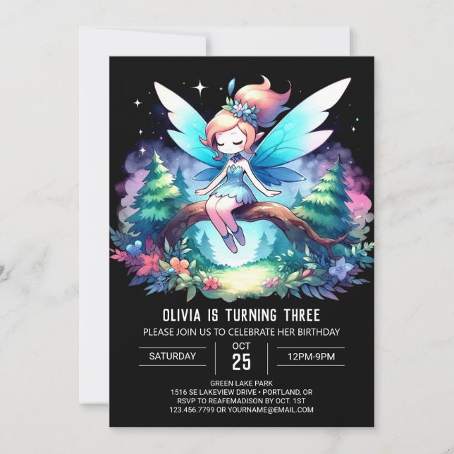 Modern Pastel Fairy Birthday Invitation (Front)