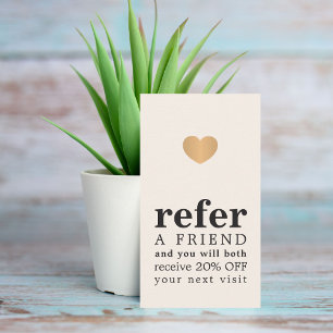 Modern Pastel Faux Gold Heart Salon Referral Card