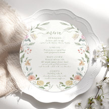 Modern Pastel Floral Botanical Wedding Round