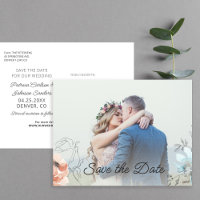Modern pastel floral line drawing photo wedding
