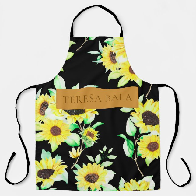 Modern Pastel Floral Personalised Rustic Design Apron (Front)