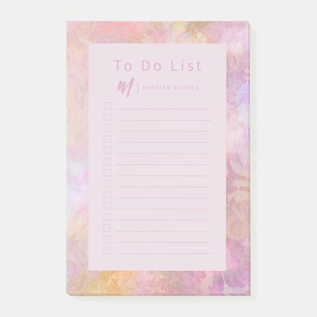 Modern Pastel Florals Monogram Post-it Notes (Front)