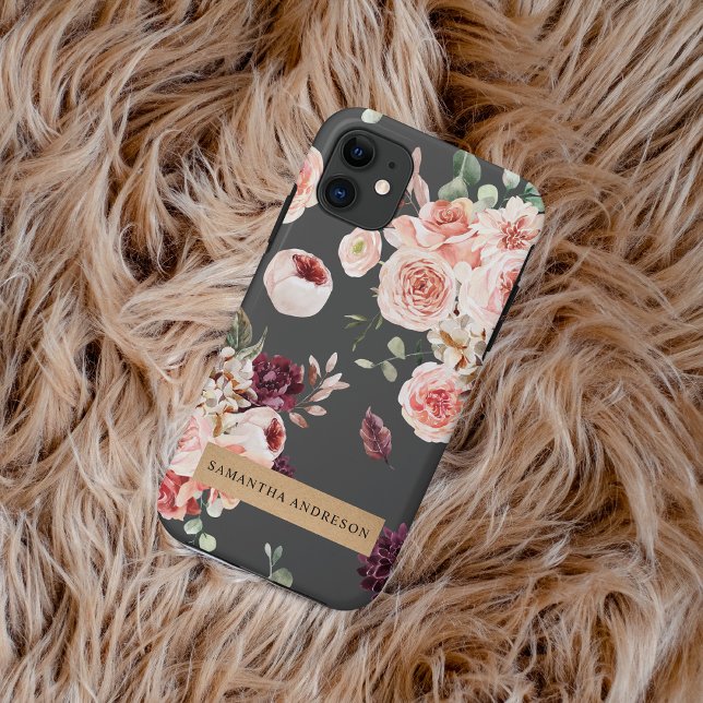 Modern Pastel Flowers & Kraft Personalised Gift Case-Mate iPhone Case (Creator Uploaded)