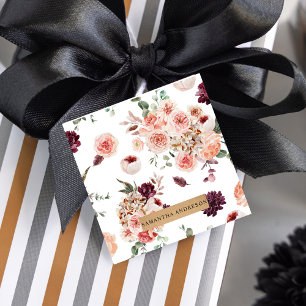 Modern Pastel Flowers & Kraft Personalised Gift Favour Tags