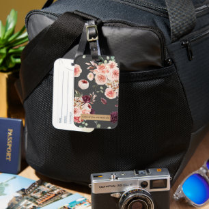 Modern Pastel Flowers & Kraft Personalised Gift Luggage Tag