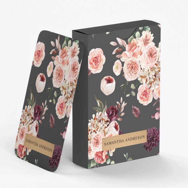 Modern Pastel Flowers & Kraft Personalised Gift Playing Cards (Creator Uploaded)