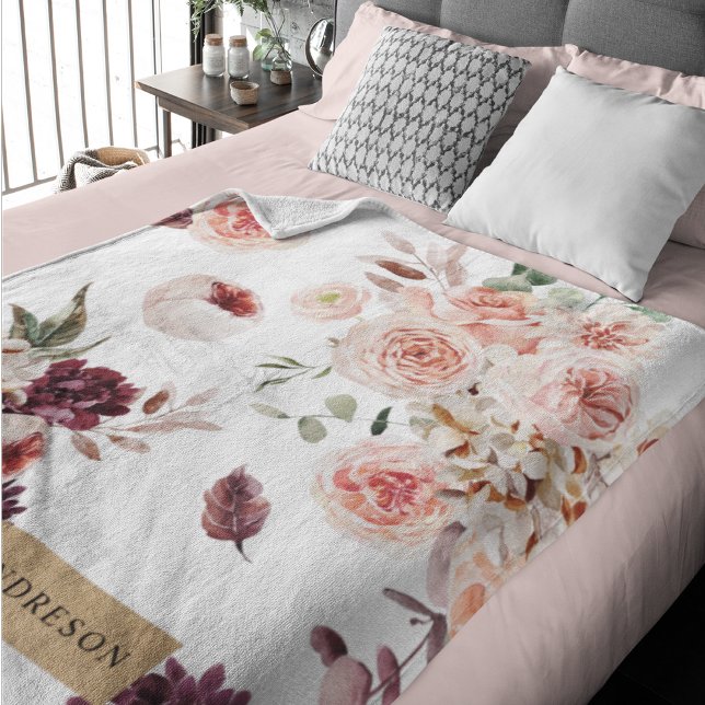 Modern Pastel Flowers & Kraft Personalised Gift Sherpa Blanket (Creator Uploaded)