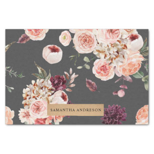 Modern Pastel Flowers & Kraft Personalised Gift Tissue Paper