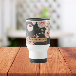Modern Pastel Flowers & Kraft Personalised Gift Travel Mug