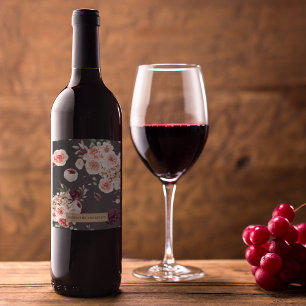 Modern Pastel Flowers & Kraft Personalised Gift Wine Label