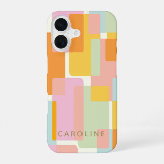 Modern Pastel Geometric Shapes Personalised iPhone 16 Case