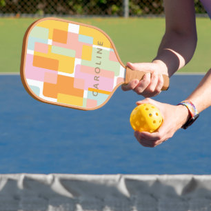 Modern Pastel Geometric Shapes Personalised Pickleball Paddle