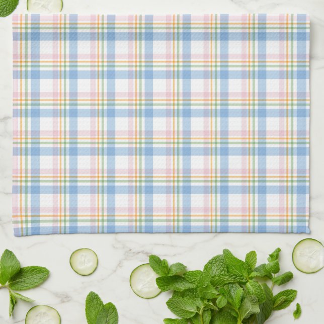 Modern Pastel Gingham Tea Towel (Folded)