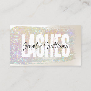 Modern Pastel Glitter Brush Elegant Script Lashes Business Card