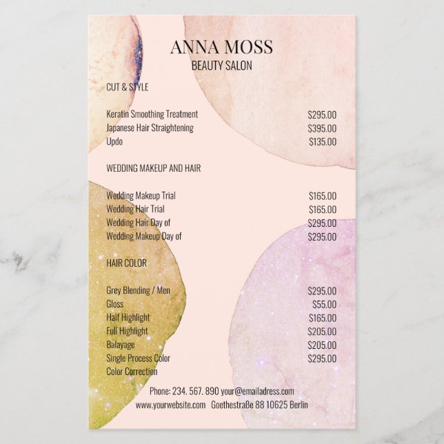 Modern Pastel Glitter Flyer (Front)