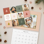 Modern Pastel & Gold Christmas Tree Photo Collage Calendar<br><div class="desc">Stay organised in style with our Calendar. A captivating 5-photo collage shines in pastels and gold,  alongside the message "Merry and Bright" in playful sans-serif font. Personalise it with your family name and year. The reverse side features a pattern of Christmas baubles for a year of festive memories.</div>