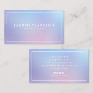 Modern Pastel Gradient Ombre, social media icons Business Card