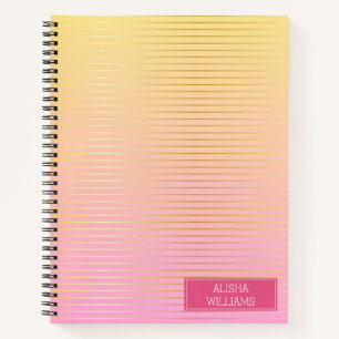 Modern Pastel Gradient Stripes Personalised Name Notebook