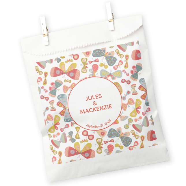 Modern Pastel Graphic Butterfly Pattern Favour Bags (Wedding butterfly pattern favor bag)