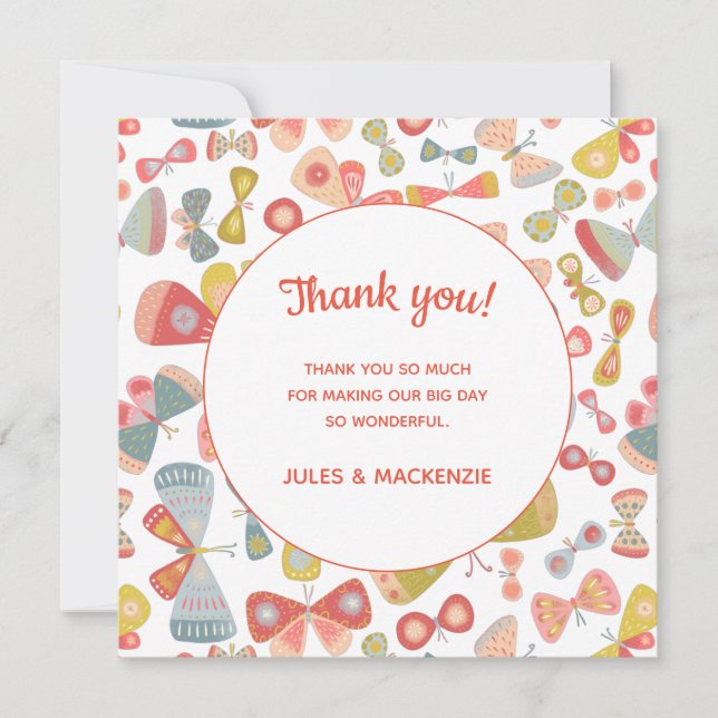 Modern Pastel Graphic Butterfly Pattern Thank You (Front)