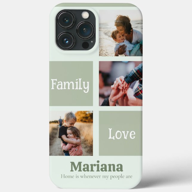 modern Pastel Green family Phone Case collage grid (Back)
