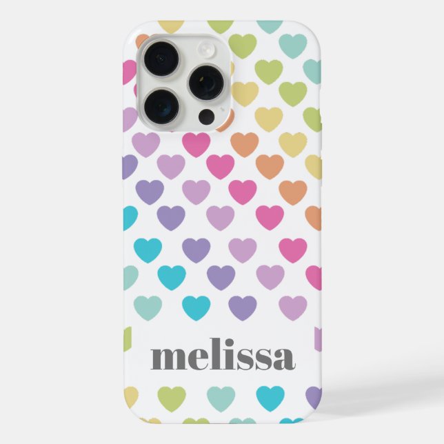 Modern Pastel Heart Shape Pattern iPhone Case (Back)