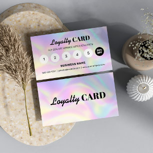 Modern Pastel Holographic Hairstylist Reward Loyalty Card