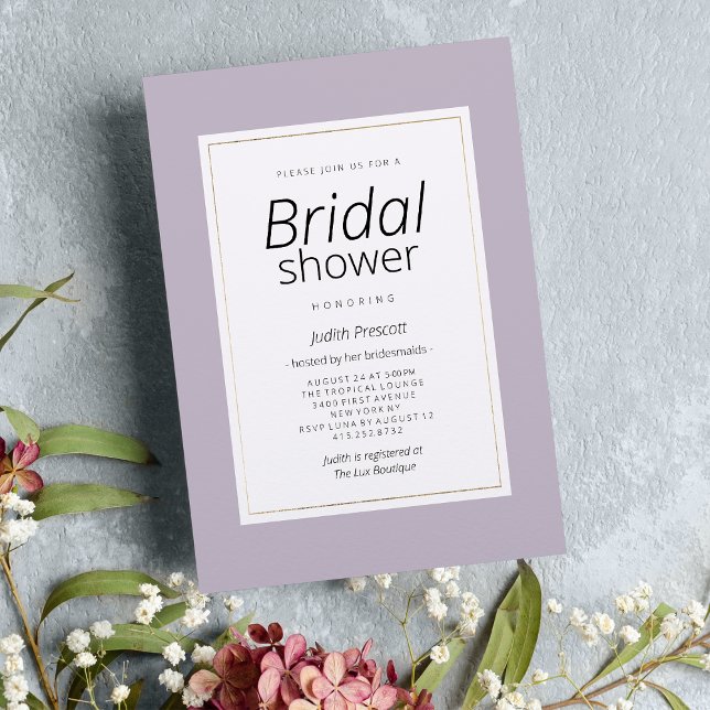 Modern pastel lavender minimalist Bridal Shower Invitation (Modern pastel lavender minimalist Bridal Shower)