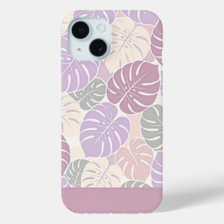 Modern Pastel Lilac & Mauve Tropical Monstera Leav iPhone 15 Case