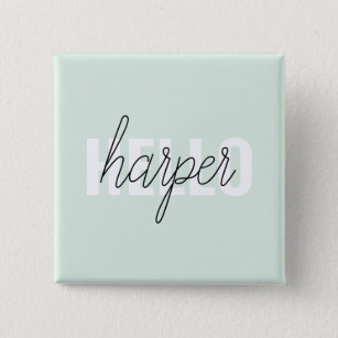 Modern Pastel Mint Hello And You Name 15 Cm Square Badge