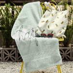 Modern Pastel Mint Hello And You Name Beach Towel<br><div class="desc">Modern Pastel Mint Hello And You Name</div>