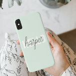 Modern Pastel Mint Hello And You Name Case-Mate iPhone Case<br><div class="desc">Modern Pastel Mint Hello And You Name</div>