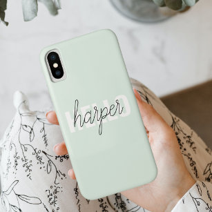 Modern Pastel Mint Hello And You Name Case-Mate iPhone Case