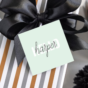 Modern Pastel Mint Hello And You Name Favour Tags