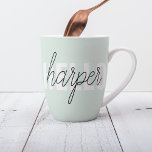 Modern Pastel Mint Hello And You Name Latte Mug<br><div class="desc">Modern Pastel Mint Hello And You Name</div>