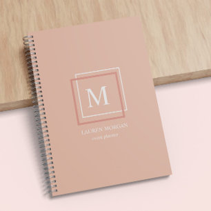 Modern Pastel Monogram Peach Personalised Planner