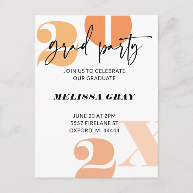 Modern Pastel Ombre Grad Party invitation Postcard (Front)