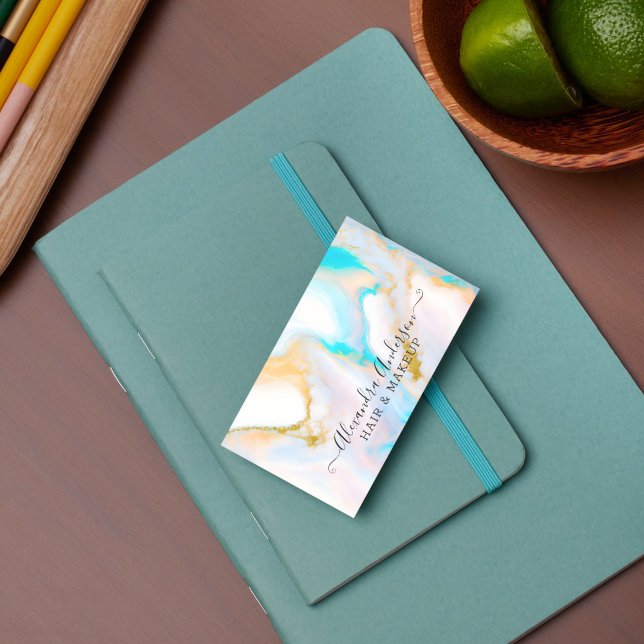 Modern Pastel Opal And Gold Business Card (Creator Uploaded)