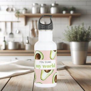 Modern Pastel Pink And Green Avocado Fun Quote 532 Ml Water Bottle