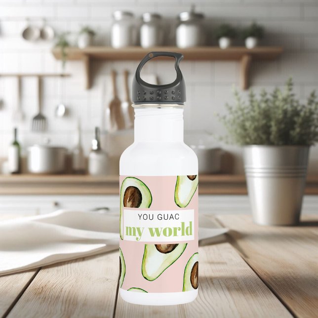 Modern Pastel Pink And Green Avocado Fun Quote 532 Ml Water Bottle (Creator Uploaded)