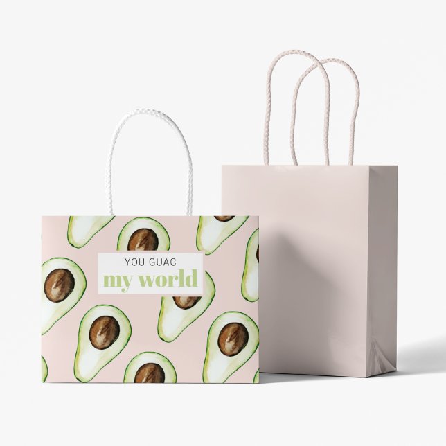 Modern Pastel Pink And Green Avocado Fun Quote Large Gift Bag (Creator Uploaded)