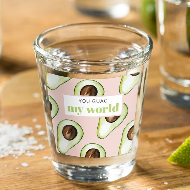 Modern Pastel Pink And Green Avocado Fun Quote Shot Glass (Creator Uploaded)