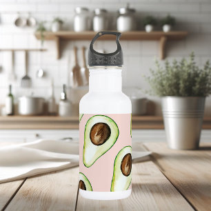 Modern Pastel Pink And Green Avocado Pattern 532 Ml Water Bottle