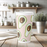 Modern Pastel Pink And Green Avocado Pattern Latte Mug<br><div class="desc">Modern Pastel Pink And Green Avocado Pattern</div>