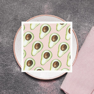 Modern Pastel Pink And Green Avocado Pattern Napkin