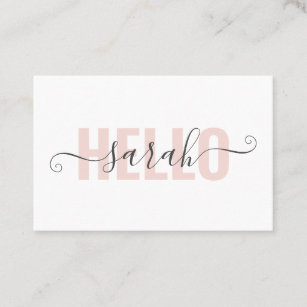 Modern Pastel Pink Beauty Hello And Your Name Business Card