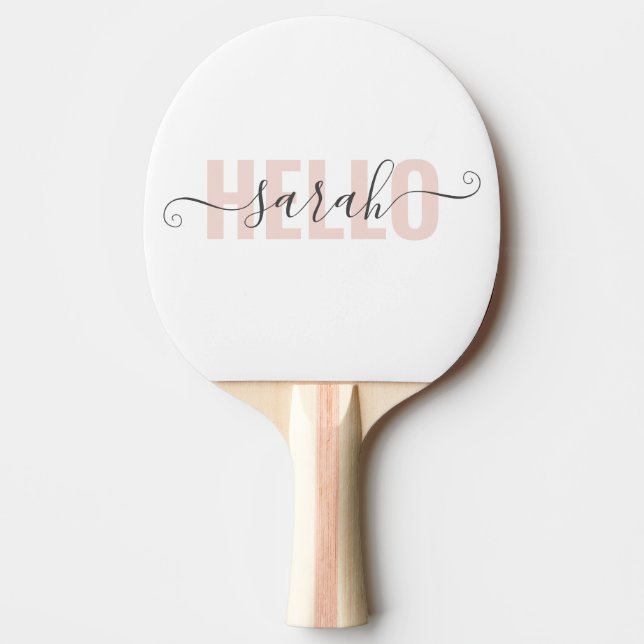 Modern Pastel Pink Beauty Hello And Your Name Ping Pong Paddle (Front)